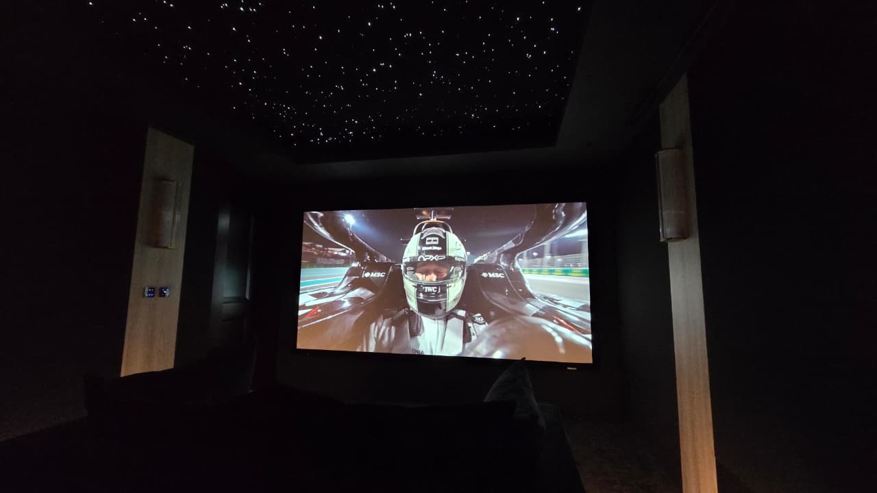 Inside a Wisdom Audio 9.4.4 Cinema in Tilal Al Ghaf, Dubai